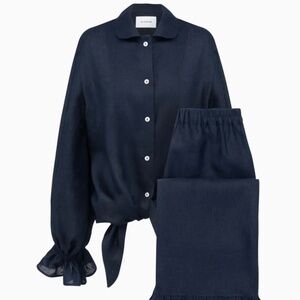 Sleeper Rumba Linen Lounge Suit in Navy